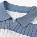 Stripe Cable Knit Polo